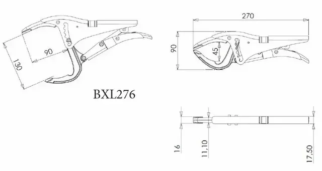 DOLEX 130mm Extra-Long Locking Pliers BXL276 - Parallel Jaws 6 Positions