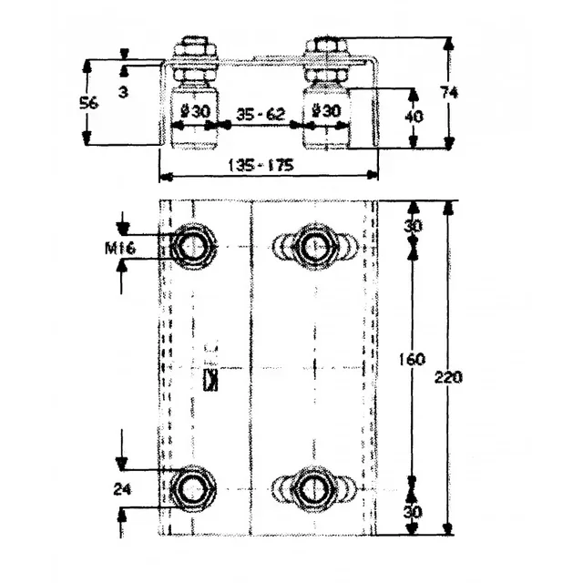 AVL Schiebetor Führungsplatte 220x55 mm verstellbar verzinkter Stahl 4 Rollen