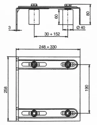 Piastra guida cancello scorrevole AVL 220x55 mm acciaio zincato regolabile 4 rulli