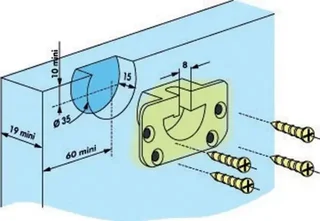 Flush Mount Plate Ø35 mm MANTION Compatible Cadett/Tubel - 40 kg