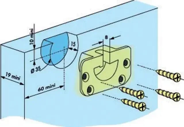 Flush Mount Plate Ø35 mm MANTION Compatible Cadett/Tubel - 40 kg