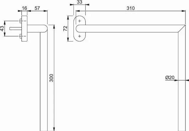 Poignée fenêtre HOPPE Inox PMR 300/300 mm gauche Secustik VarioFit