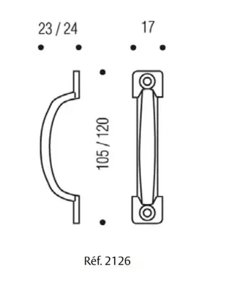 Poignée de meuble design chromée VACHETTE 2126 entraxe 104 mm
