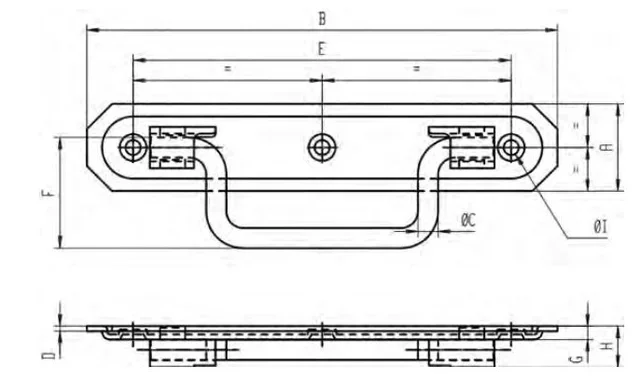 Poignée porte arrêt platine emboutie MONIN acier zingué 140x26 mm