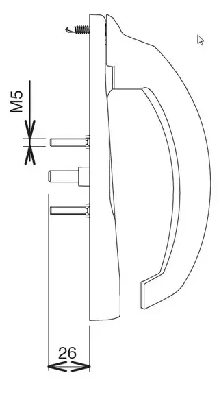 Poignée de porte intérieure 20° DS5530 blanc croisée axe 28-38 mm