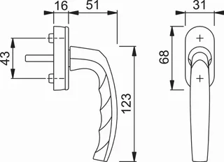 Poignée fenêtre oscillante HOPPE Atlanta Secustik noir mat carré 32/42mm