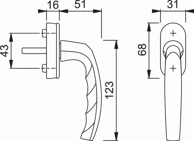 Poignée fenêtre oscillante HOPPE Atlanta Secustik noir mat carré 32/42mm