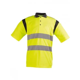 Polo haute visibilité SINGER Paulo orange fluo manches courtes bandes réfléchissantes