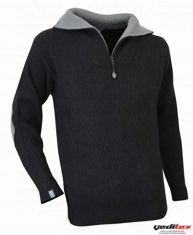 Maglione donna collo camionista LMA Cacao zip toppe gomiti a contrasto 803170