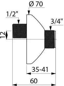 Exzentrische Anschlüsse DELABIE M1/2" M3/4" Achsabstand 12 mm 2er Set