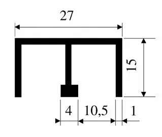 Rail supérieur aluminium 1150 mm VACHETTE vitrine coulissante 5m