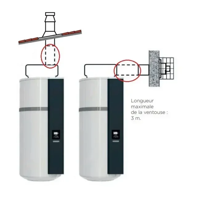 Rallonge ventouse chauffe-eau thermodynamique THERMOR 80/125 1m - 354642
