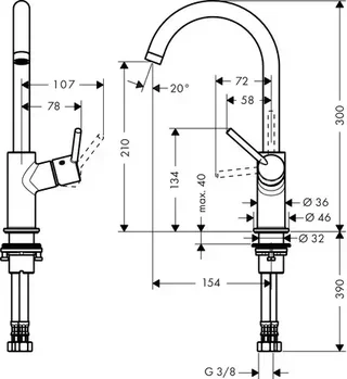 Hansgrohe Talis Waschtischarmatur Chrom Hoher Festauslauf 32080000
