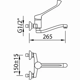 Wall-mounted kitchen mixer tap medical S12 Urban CLEVER hygienic 5 year warranty