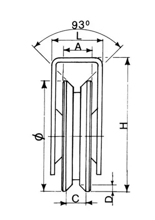 Dreiecksnutenrad Ø80mm verzinkt Außenhalterung 300kg Tragkraft Industrierolle
