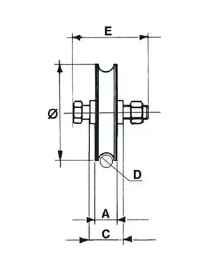 Roue à gorge ronde AVL Ø80mm acier bichromaté 300kg roulement à billes