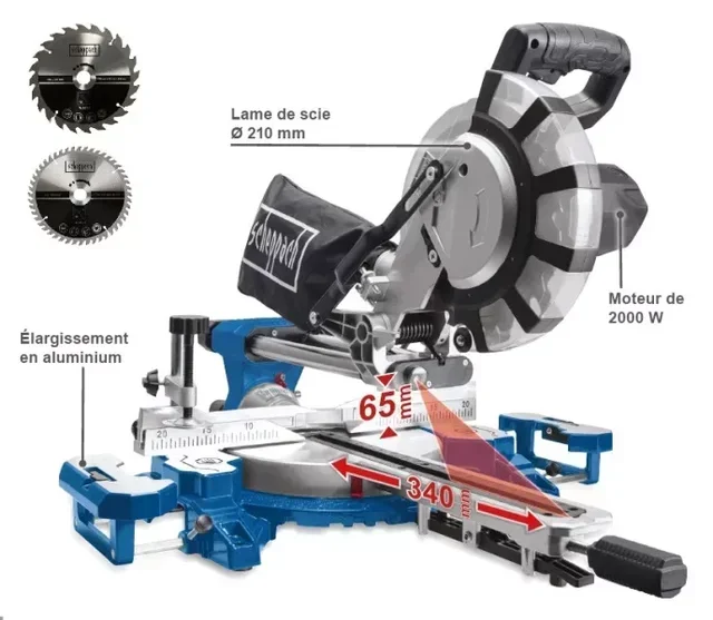 SCHEPPACH HM216SPX Sliding Miter Saw 210mm 2000W with Laser and 2 Blades