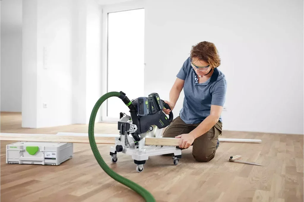 Ingletadora Festool SYMMETRIC SYMC 70 a Batería - Pack 2 Baterías 18V 4.0Ah, Inglete Integrado y Systainer
