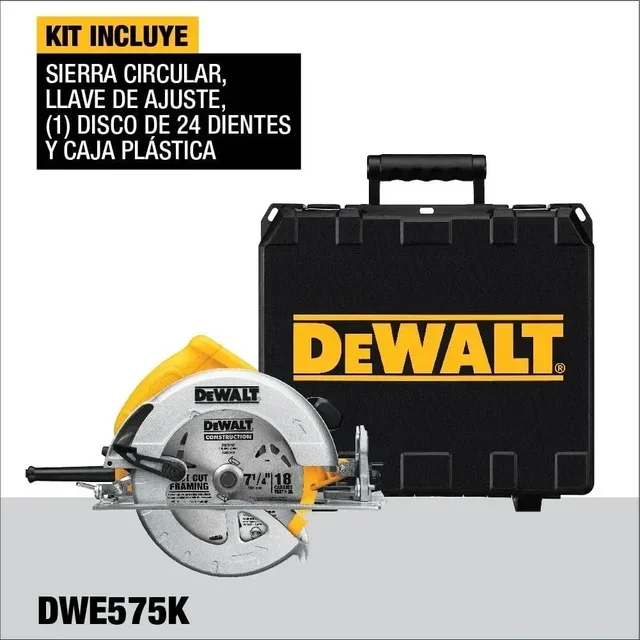 DeWalt DWE575K-QS Corded Circular Saw 1600W, 190mm Blade, 67mm Cutting Depth with Case