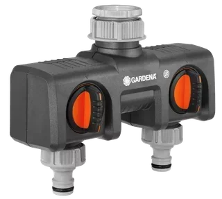 Sélecteur 2 circuits GARDENA 8193-20 – Distributeur d'eau automatique pour jardin avec double sortie et contrôle du débit