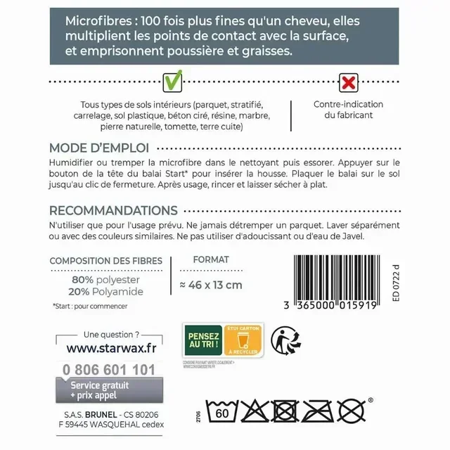 Copertura in microfibra abrasiva STARWAX per mocio Start - 46x13 cm