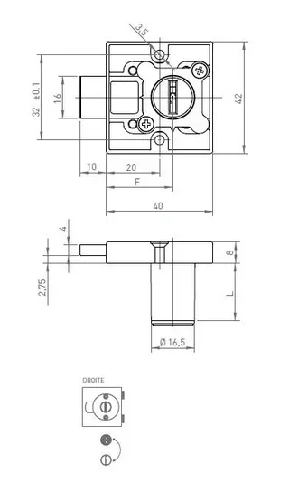 Serrure batteuse OJMAR 385716.222NI nickelée 22mm avec 2 clés
