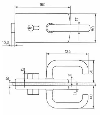 Serrure de milieu Stremler 4300 chromé brillant barillet DIN