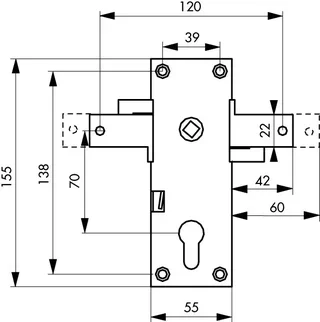Serrure garage THIRARD 2 points latéraux verrouillage acier zingué porte basculante