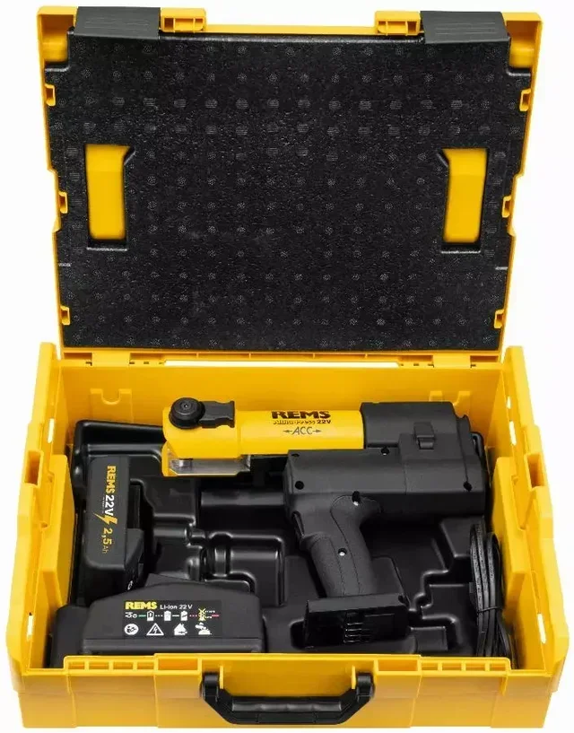 Pressa radiale elettroidraulica REMS AKKU-press 32 kN 22V - Valigetta metallica, batteria e caricabatterie