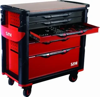 Workshop tool cart 6 extra large drawers 202 tools SAM OUTILLAGE CPP-XL