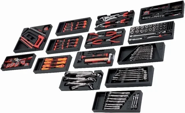 Workshop tool cart 6 extra large drawers 202 tools SAM OUTILLAGE CPP-XL