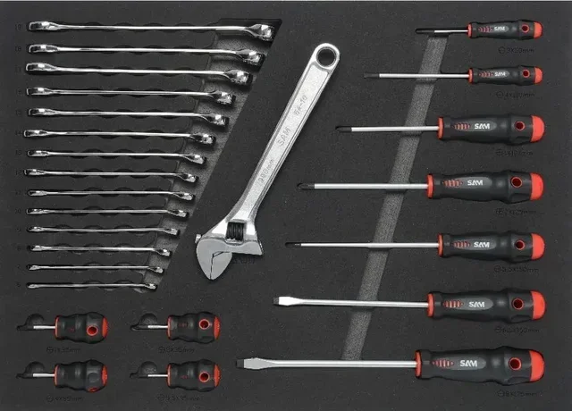 Workshop Tool Trolley SERVI-630N SAM OUTILLAGE with 200 Industrial Maintenance Tools