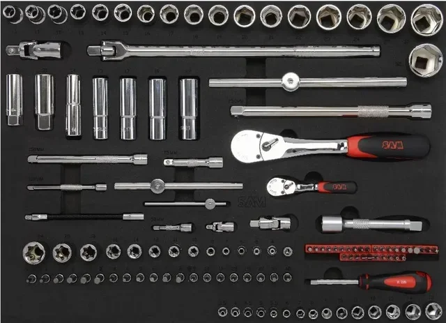Workshop Tool Trolley SERVI-630N SAM OUTILLAGE with 200 Industrial Maintenance Tools