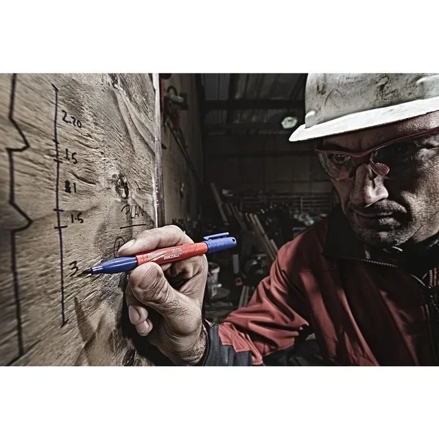 MILWAUKEE Inkzall Permanentmarker Set 4 Stück extrem widerstandsfähige Spitze Schwarz Blau Grün Rot