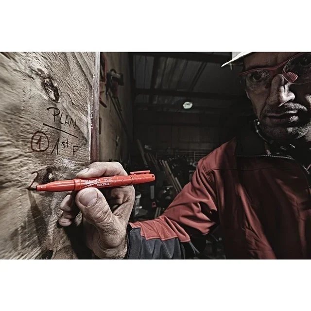 MILWAUKEE Inkzall Permanentmarker Set 4 Stück extrem widerstandsfähige Spitze Schwarz Blau Grün Rot