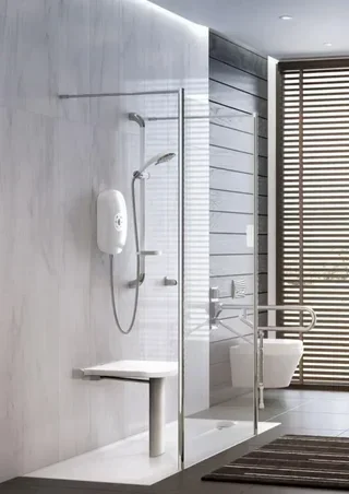 Klappbarer Duschsitz Onyx AKW weiß kompakt barrierefrei 200kg