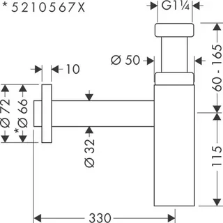 Siphon Design Flowstar S Chromé 52105000 - Évacuation Élégante pour Lavabo