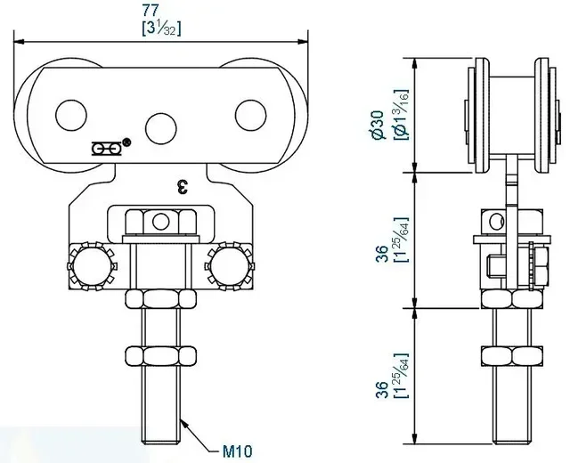 MANTION 235A M10 Gate Roller Bracket Mounting 80kg Load Capacity Sliding Gate