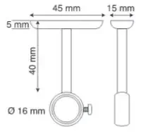 Soporte de tubo cromado MANART con tornillo de fijación mural M