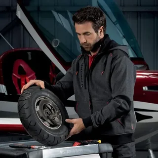 Sudadera con Capucha y Cremallera Facom FXWW8000E Gris Negro Rojo - Ropa de Trabajo Profesional