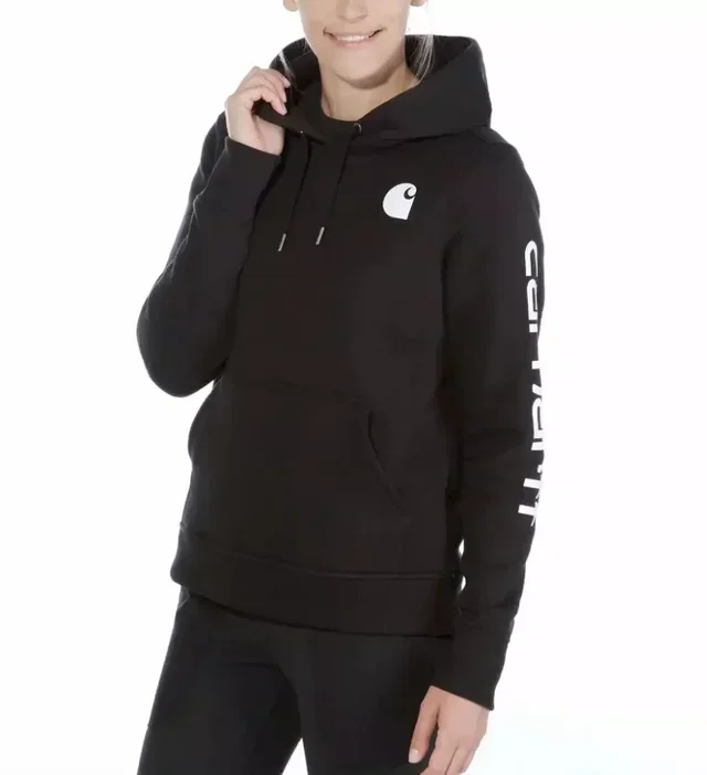 Carhartt Logo Sweatshirt Damen Dicker Fleece gefüttert Relaxed Fit Langarm