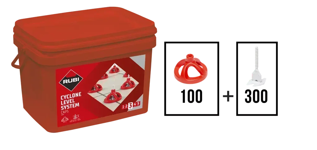 Sistema di Livellamento Piastrelle RUBI Cyclone 3mm 100 Distanziatori a Croce 300 Cunei