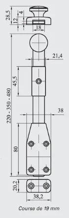 Targette coulissante MERMIER fer forgé brut 50 cm avec gâche à pattes