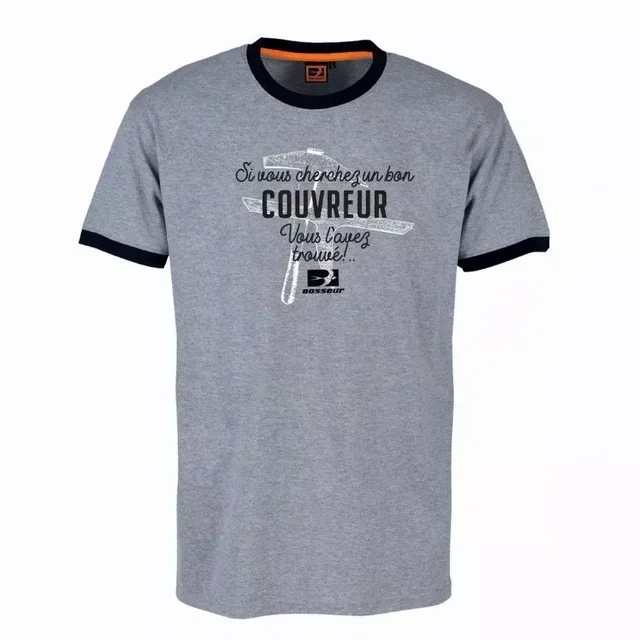 Tee-shirt Couvreur BOSSEUR 11533 gris chiné coton polyester