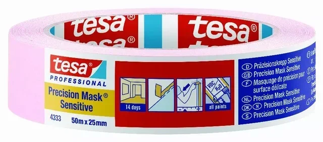 Ruban masquage rose Tesa 4333 surfaces délicates précision 50m
