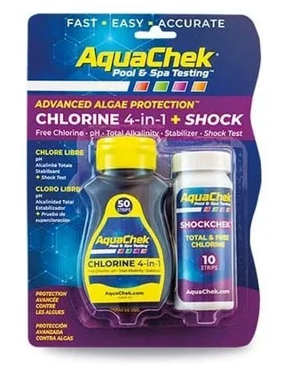 Testeur bandelettes piscine Aquacheck 4-en-1 chlore pH alcalinité stabilisant