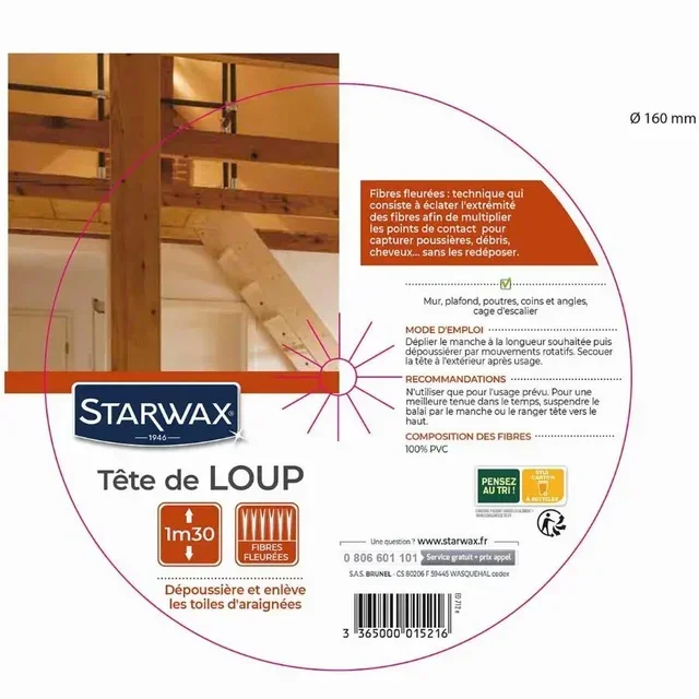 STARWAX 1521 Wolf Head Telescopic Handle Wood Cleaning Brush