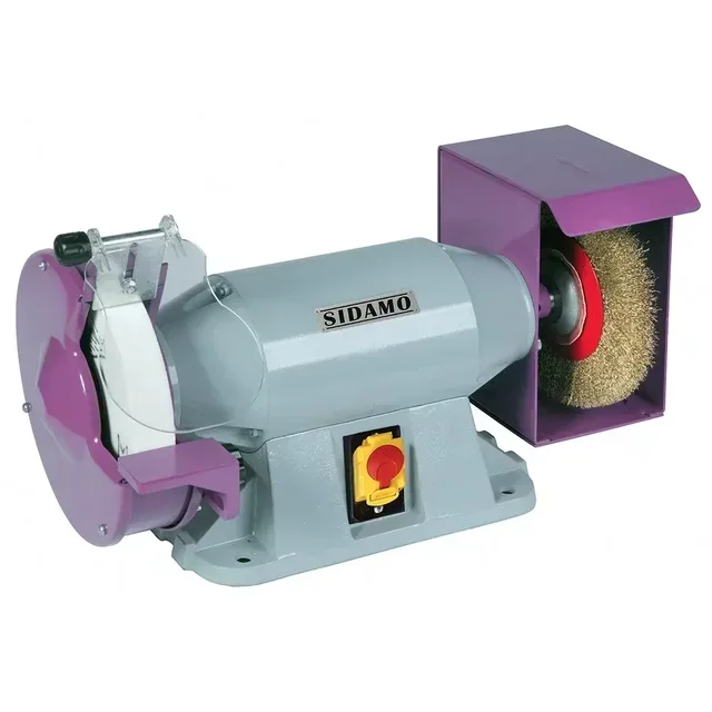 Touret à meuler professionnel SIDAMO 20113605 EXPERT 200 TBT 400V triphasé avec brosse acier