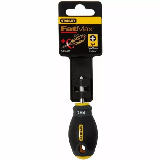 Cacciavite Phillips PH1 30mm Stanley FATMAX Punta Sferica Acciaio Cromo Vanadio Impugnatura Soft Grip