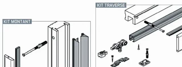 Traverse porte coulissante FIBROTUBI 1000-1400 mm - Kit traverse 92030006